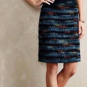 Maeve Feathered Wool Blend Midi Skirt Size 12